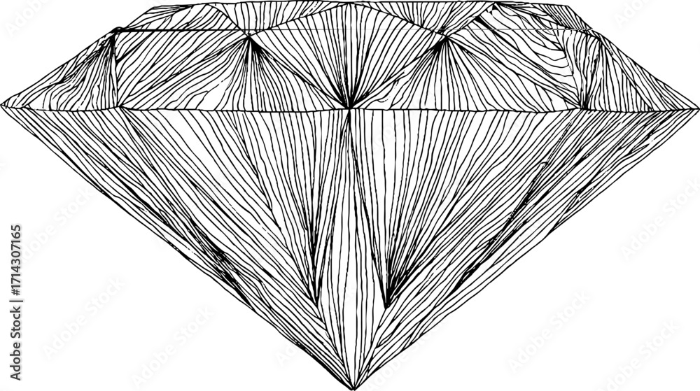 Obraz premium Elegant black and white line art of a geometric diamond for modern design