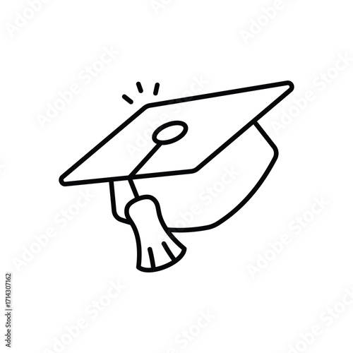 Graduation Cap Black Thin Line vector Icon