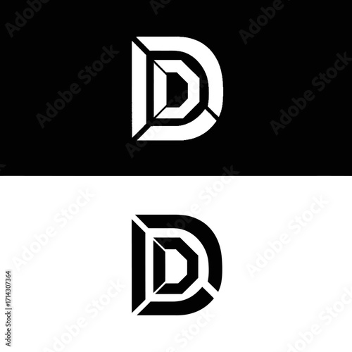 Sleek and modern geometric letter D logo design, perfect for corporate identity, technology brands, or creative agencies seeking a professional and minimalist visual emblem
