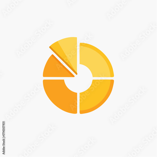 Abstract geometric diagram graphic in shades of yellow and orange indicating data representation