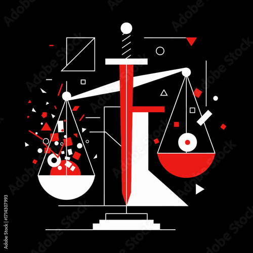 Abstract Scales of Justice Geometric Balance and Legal Symbolism