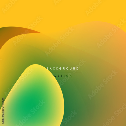 Abstract gradients blend yellow, green, brown hues. Smooth shapes create dynamic visual flow. Minimalist text reads background design.