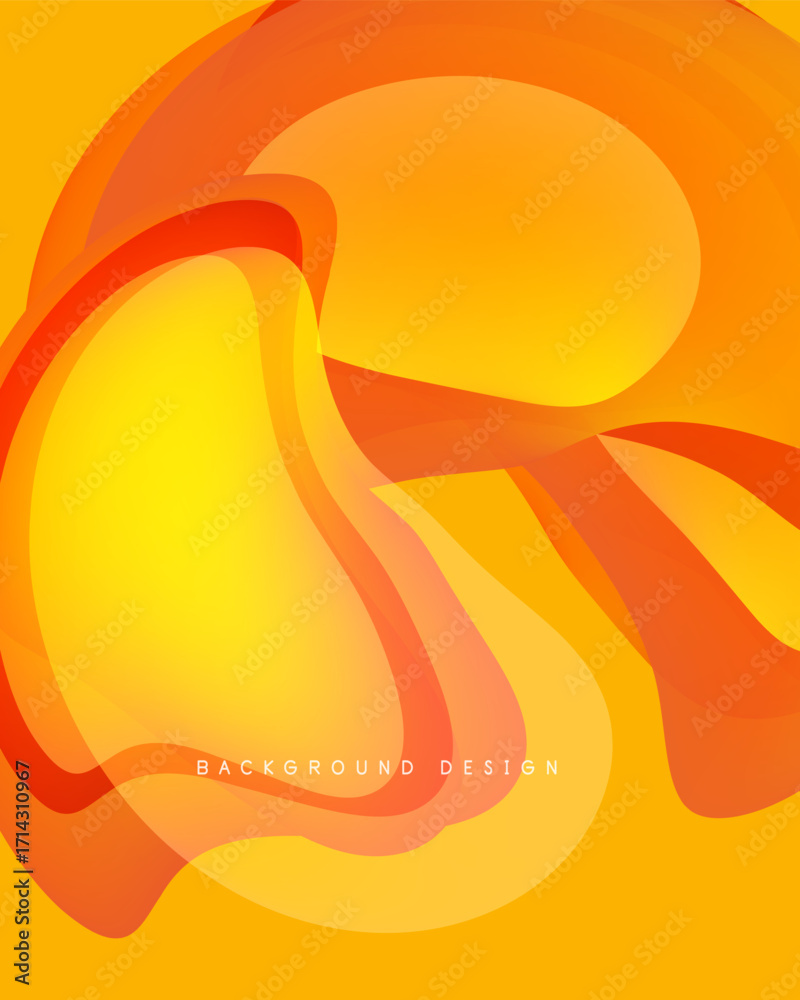 Fototapeta premium Abstract orange background. Smooth flowing shapes create dynamic visual texture. Warm color palette dominates composition.