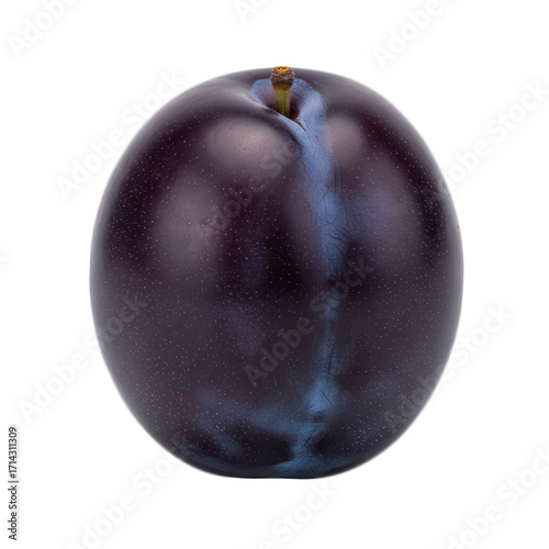 a dark purple plum isolated on transparent background with (alpha channel)
