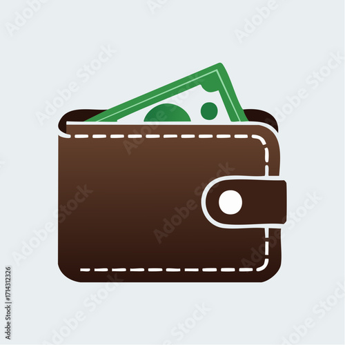 Brown Wallet with Green Currency Signifying Finances, Banking and Expenditure