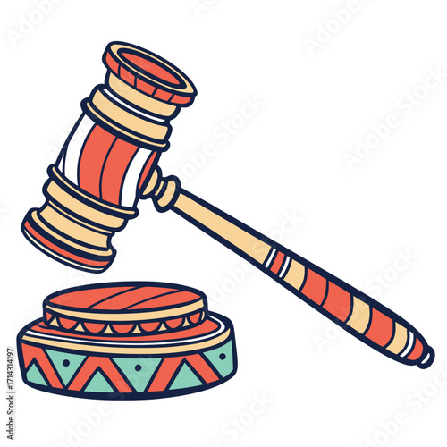 Illustration of a gavel and sounding block, symbolizing law, justice, and legal proceedings, suitable for legal themes