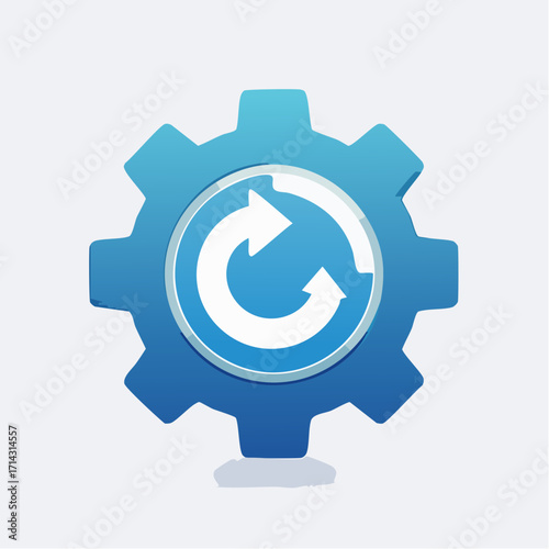 Depiction of Mechanical Process and Renewal Symbol Integrated Within a Gear Icon