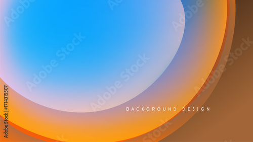 Abstract gradient shapes overlap, creating vibrant blue, orange hues against black backdrop. Minimalist design, modern aesthetic.