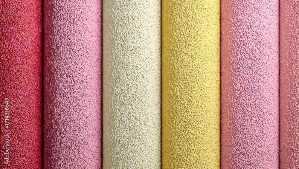 Fototapeta premium Rolled fabric swatches in various pastel shades