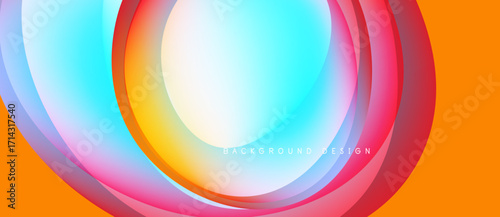 Abstract layers create vibrant circular design. Orange backdrop complements flowing color gradients, modern aesthetic.