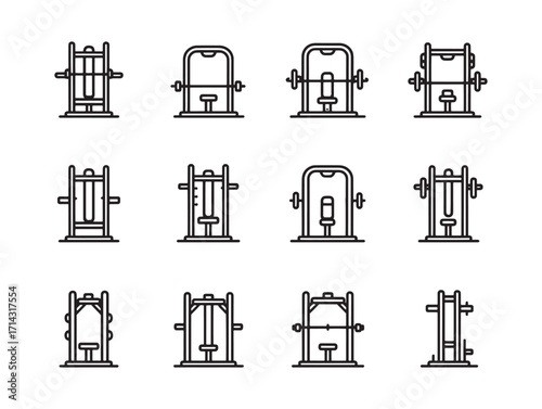 Smith Machine Set Weightlifting Gym Icon