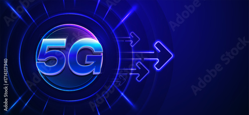 3D 5G logo with glowing blue futuristic effect