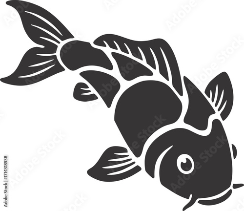 Cartoon cute koi fish on white background
