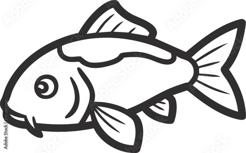 Cartoon cute koi fish on white background