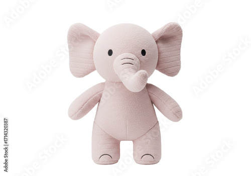 Isolated cute plush elephant toy for kids, baby shower or birthday gift on neutral tone
