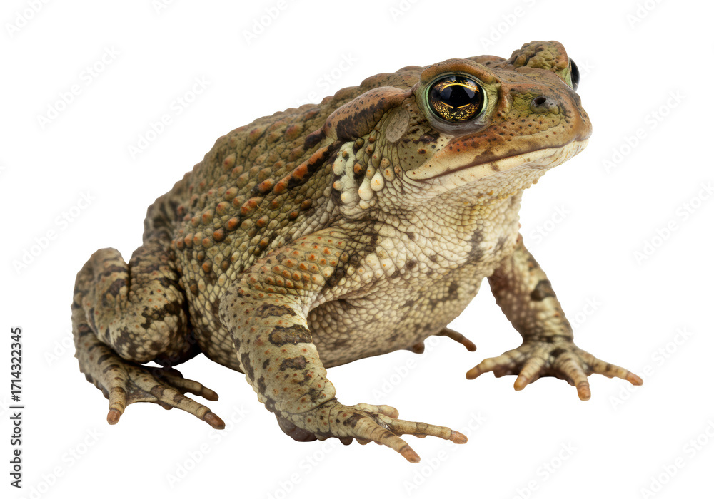 Fototapeta premium Isolated Cane Toad of the Rhinella marina genus, a true amphibian with warty skin texture