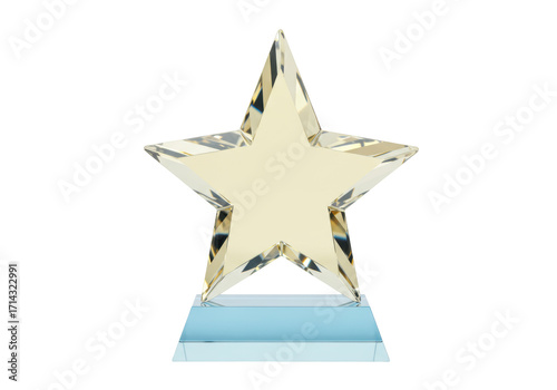 Foto Isolated star award trophy is made of crystal glass, a recognition of success or