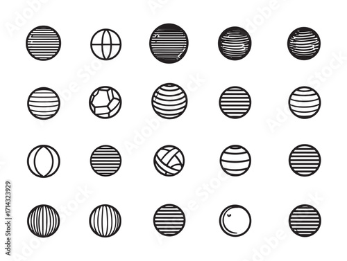 Stability Ball Set Line Art