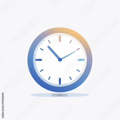 Modern minimalist clock design illustration on white background for time management concepts