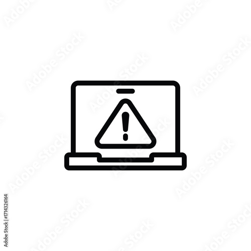 Free Download Black Laptop Computer Displaying Warning Alert Symbol on White Background - GFXLoad