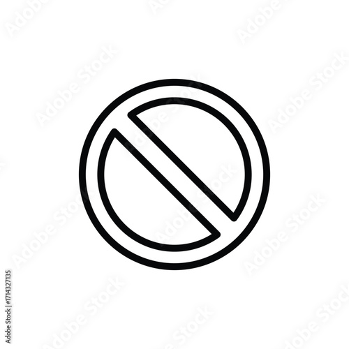 Simple Black Prohibition Symbol on White Background Icon
