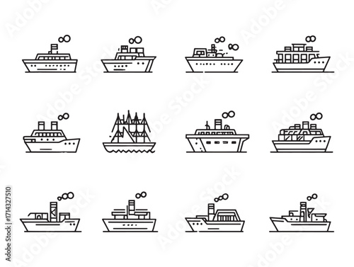 Steamer Set Line Art Design