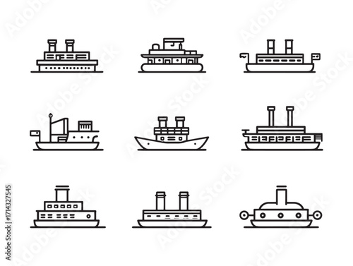 Steamer Set Line Art Design