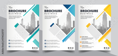 Template vector design for Brochure, AnnualReport, Magazine, Poster, Corporate Presentation, Portfolio, Flyer, infographic, layout modern with blue color size A4, Front and back, Easy to use and edit
