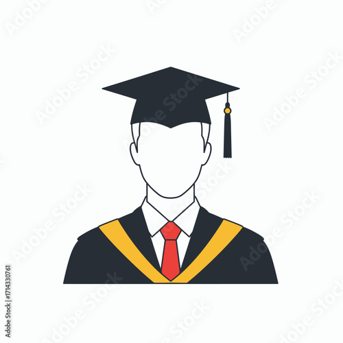 Simple vector icon of a male graduate in a traditional academic cap and gown. A symbol of higher education, achievement, and future career success