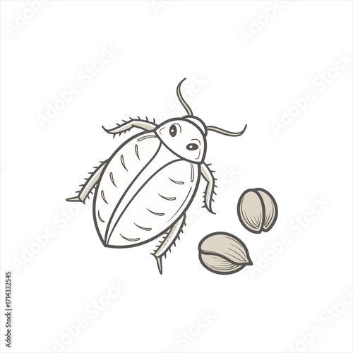 Cartoon cockroach with seeds illustration