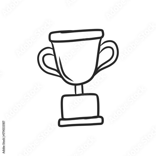 Trophy cup outline vector illustration black white line art