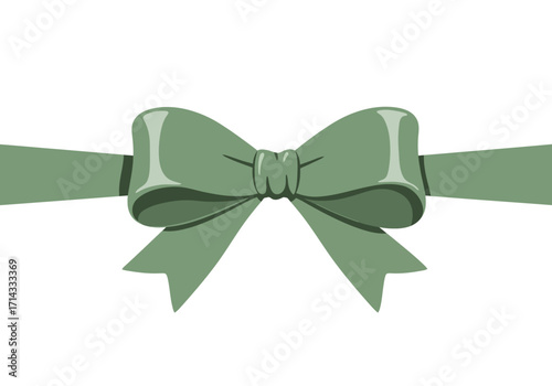 A green bow tie with ribbon tails on a white background