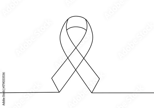 A single black line drawing of a ribbon