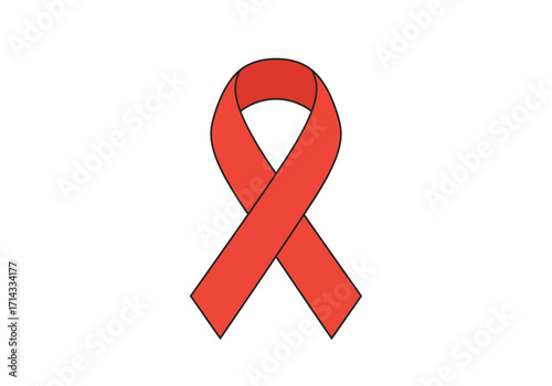Red ribbon icon on white background