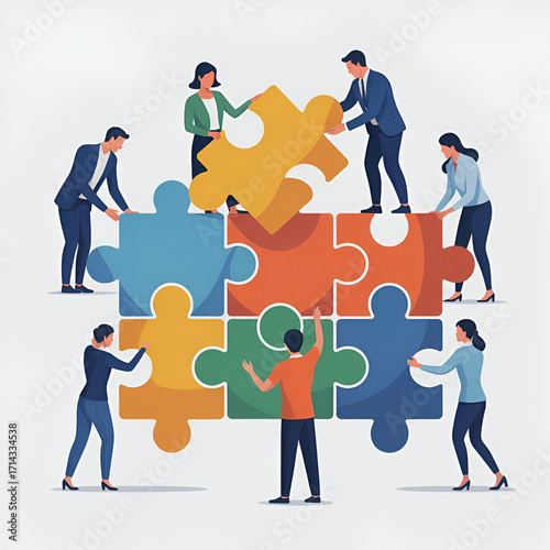 business people with puzzle