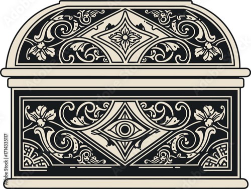 Ornate Antique Chest Vector Illustration