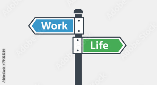 This modern vector illustration depicts a crucial decision point between professional responsibilities and personal well-being, symbolizing the pursuit of work-life harmony.