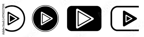 Collection of Play Button Icons in Various Styles and Shapes