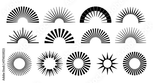 Collection of Sunburst and Radial Line Graphic Elements