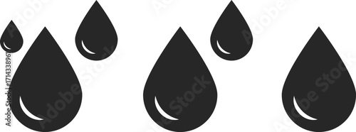 water drop icon set. Raindrop and Oil symbol. Drop shapes collection