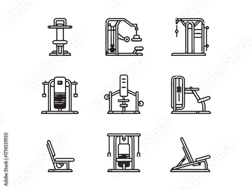Tricep extension machine workout line drawing