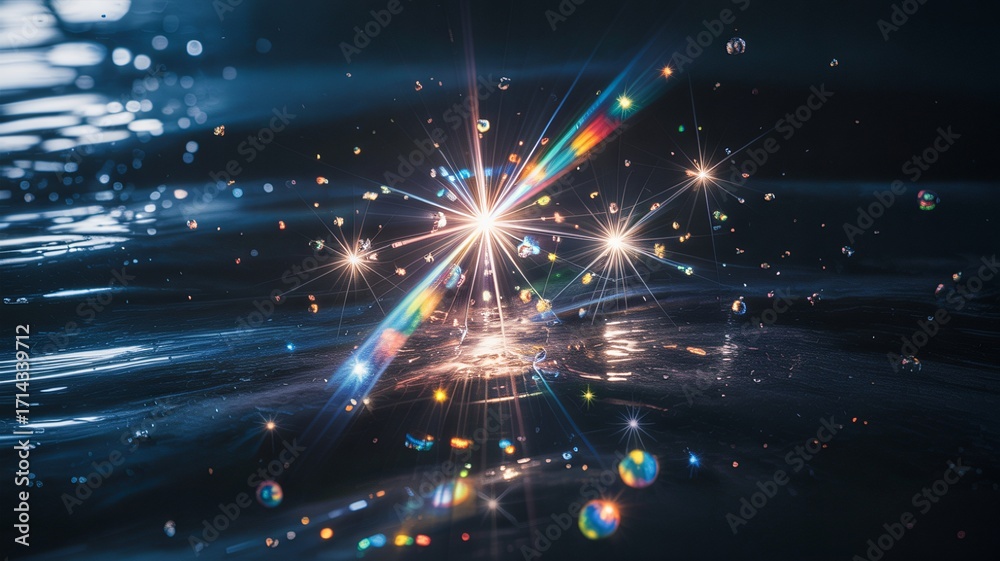 Fototapeta premium Stunning abstract with rainbow light streams creates a dynamic and vibrant cosmic atmosphere