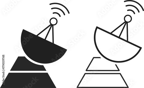 satellite dish icon. Dish communication signal. antenna signal symbol