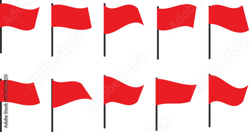 Flag icon set. Flag icon set. Wavy and curvy flag bold style