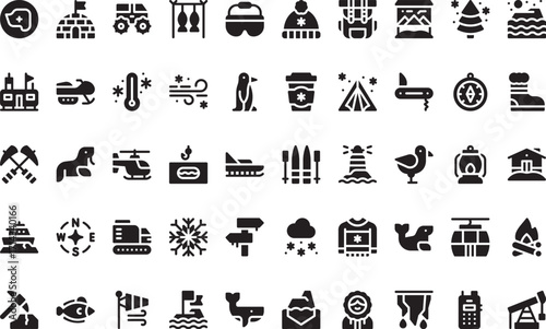 Arctic exploration and winter sports Modern Illustration Symbol Design Template for Web and Mobile UI. Editable Stroke Pictogram for Business Projects and Apps.