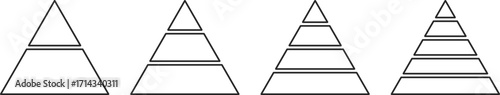 Colorful Triangular pyramid. 2, 3, 4, 5 level Triangular pyramid template. pyramid chart graph