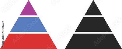 Colorful Triangular pyramid. 2, 3, 4, 5 level Triangular pyramid template. pyramid chart graph