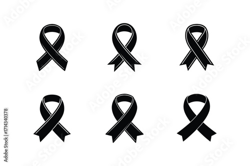 ribbon icon silhouette vector illustration
