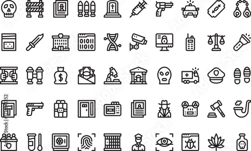 Crime and investigation Modern Illustration Symbol Design Template for Web and Mobile UI. Editable Stroke Pictogram for Business Projects and Apps.