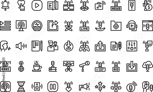 Digital audio and podcasting Modern Illustration Symbol Design Template for Web and Mobile UI. Editable Stroke Pictogram for Business Projects and Apps.